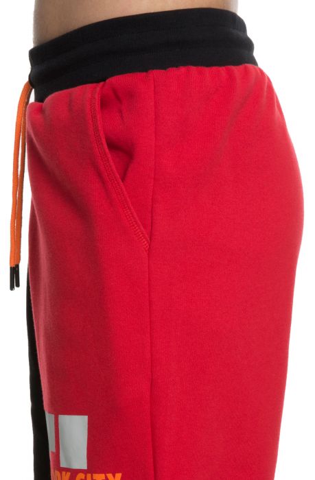 The Split Sweatshorts in Black and Red