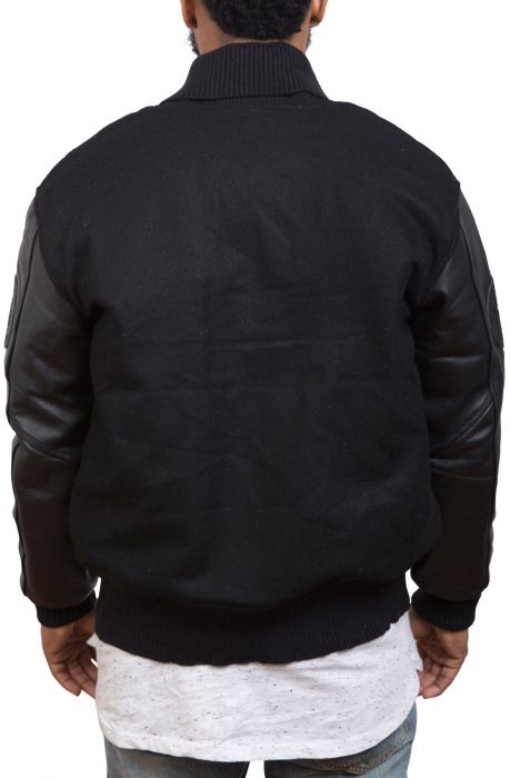 DIRTY RAZKAL Vintage Varsity Jacket | Black Blank VNTGVRSTYBLK - Karmaloop