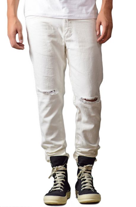 The Tapered Ripped Denim Jeans in White