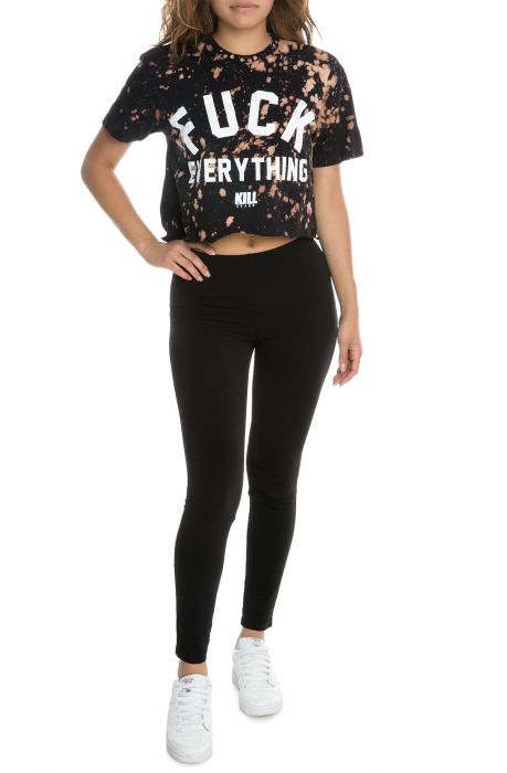 The F Everything Bleach Crop in Black