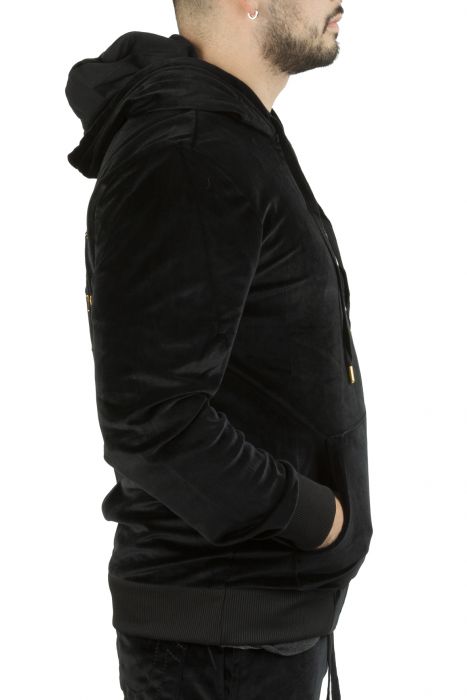 True Religion Men's Velour Zip Up Hoodie