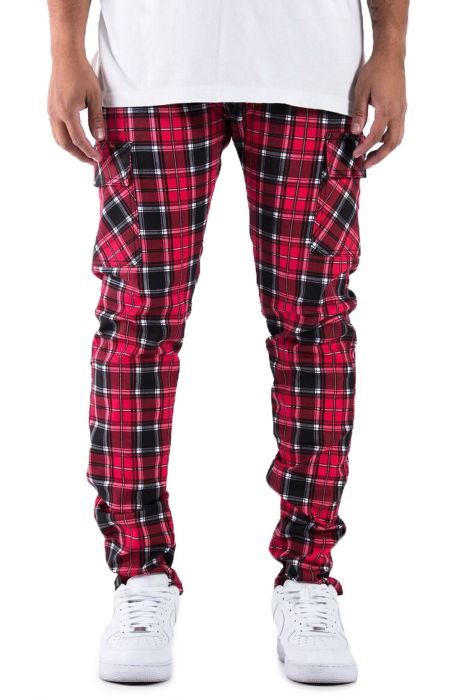The Union Ramone Plaid Cargo Pants in LumberJack Red