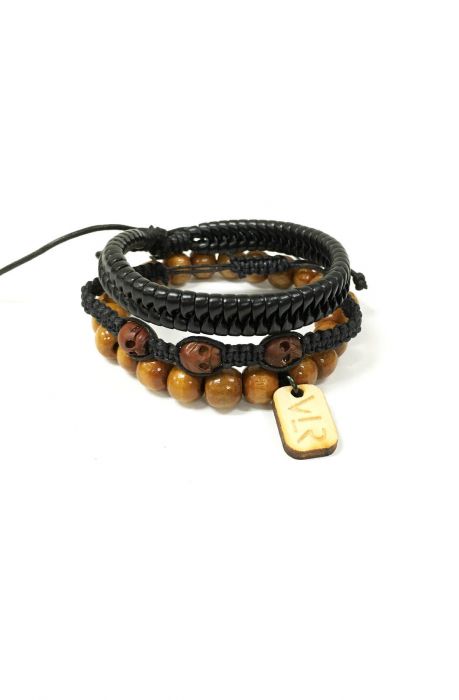 Skull Wood and Leather 3 Pack