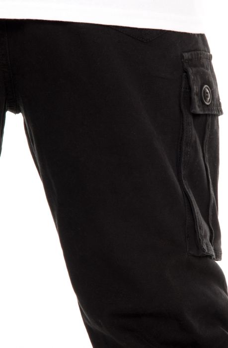 The Enlistment Rouched Cargo Pant in Black Black