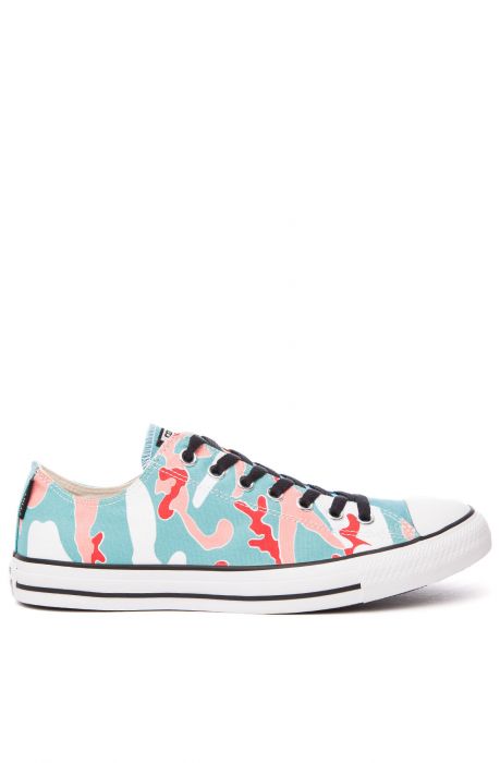 The Chuck Taylor All Star Low Top Warhol Collab Sneaker in Nile Blue, Salmon Rose, & White