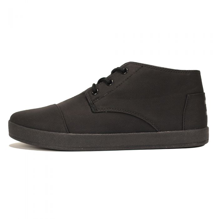 Toms for Men: Paseo Mid Black Synthetic Leather Sneaker