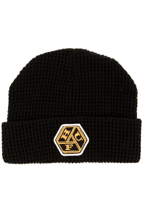 The Waffle Knit Knot Beanie in Black