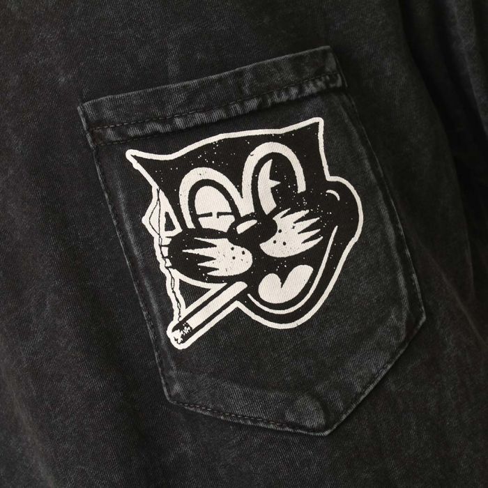 The Social Cat Vintage Pocket T-shirt in Black