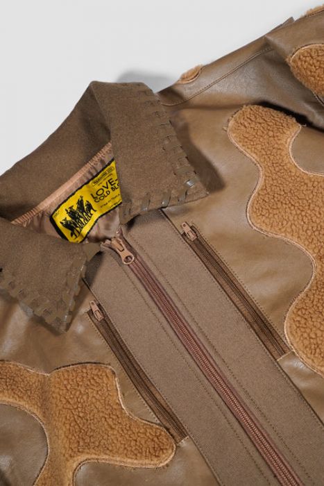 Faux Fur Vegan Leather Camouflage Jacket