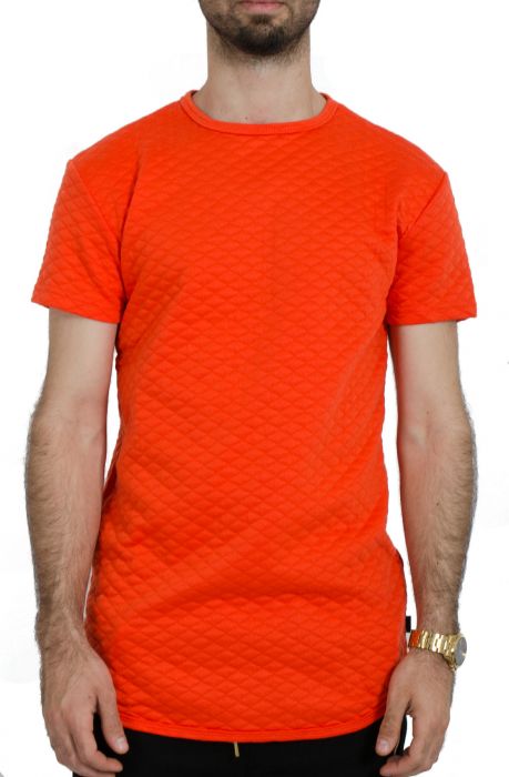Elongated Quilted Tee in Orange