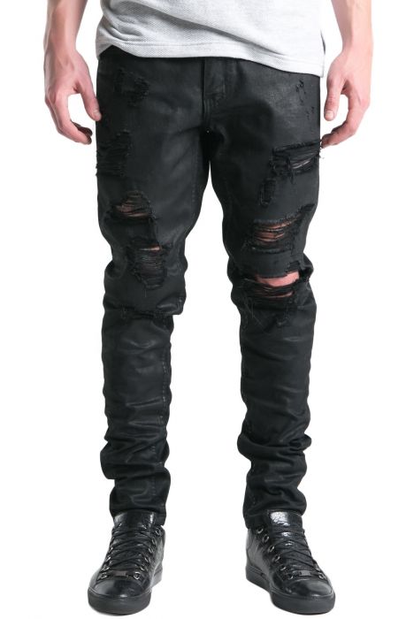 The Phantom Ripped Standard Denim Jeans in Black Wax