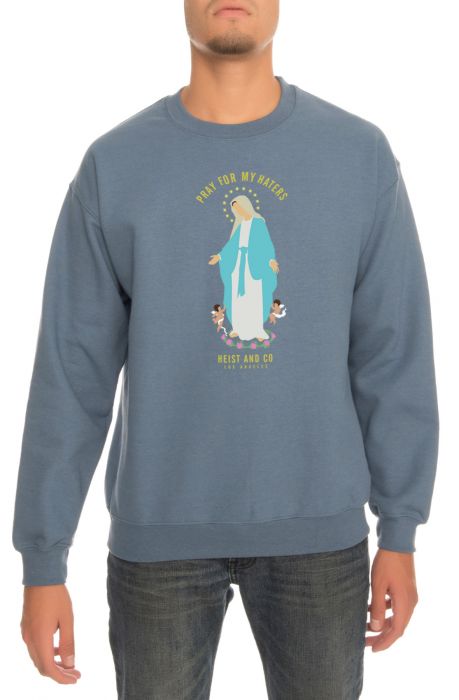 The Pray for My Haters 2 Crewneck Sweatshirt in Faded Blue