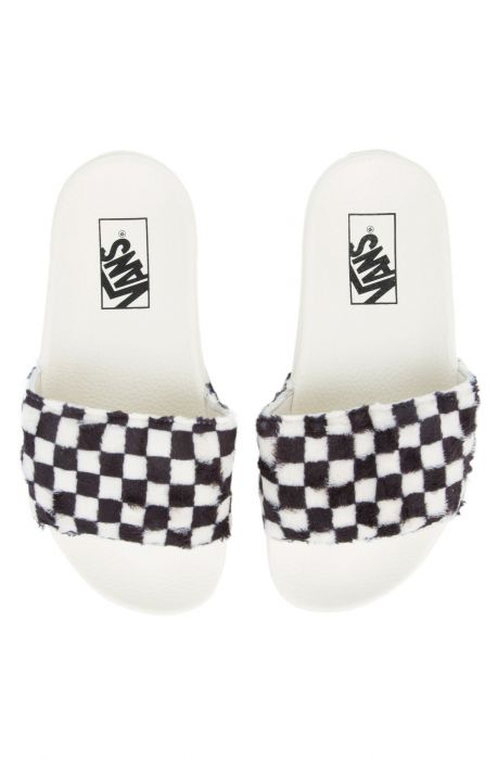 vans slides black checkerboard