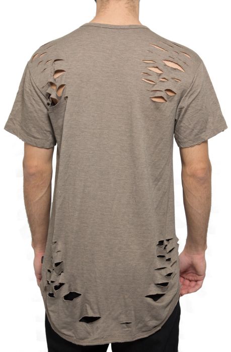 The Elongated Distressed Tee in Brown