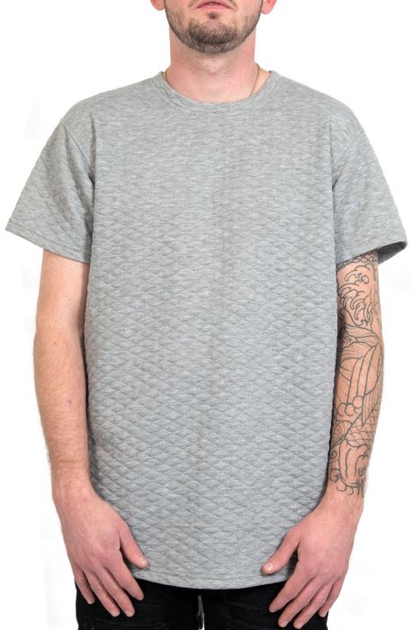 Elongated Zipper-Back Quilted Tee in Gray