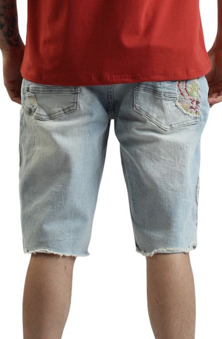 Smoke Rise Palermo Cut out Denim Shorts JS25214SK-PBLUE - Karmaloop