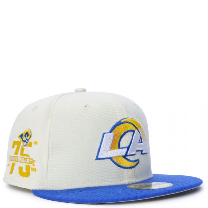 New Era 59FIFTY Uni Los Angeles Rams 75th Anniversary Patch Hat - Light Blue, Gold Light Blue/Gold / 7 3/4