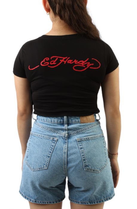 RHINESTONE DODGER BABY-T CROP TOP