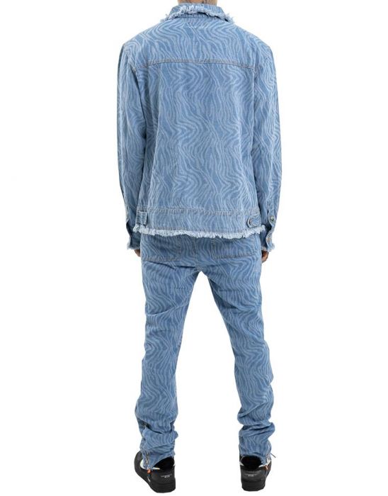 HIDEOUT Waves Pattern Denim Jacket HDTCLTHNG-5DFAB0-LIGHTDENIM - Karmaloop