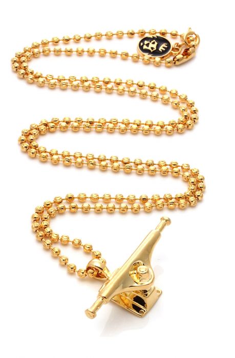 The King Ice 14K Gold Skateboard Truck Necklace in Gold