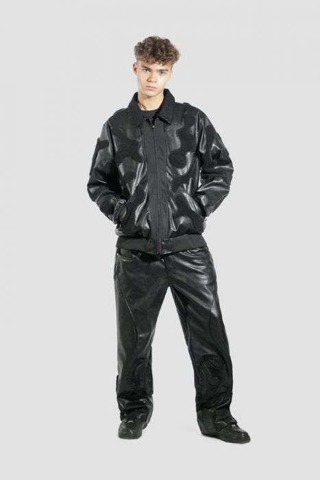 Faux Fur Vegan Leather Camouflage Jacket