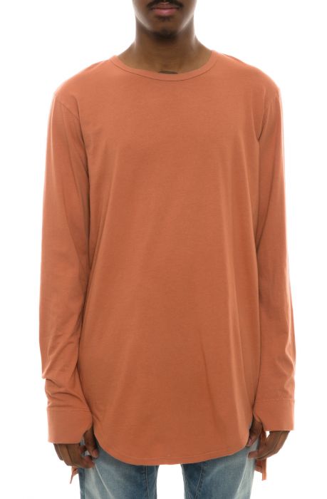 The Packs Long Sleeve High-Low Tall Tee in Rust