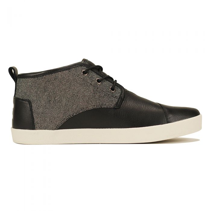 Toms for Men: Paseo Mid Black White Caviar Leather Sneaker