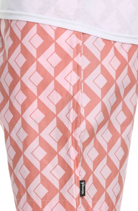 The Diamond Tile Belted Shorts in Rose