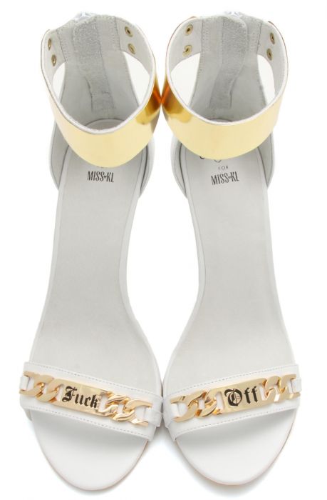 The Malice Shoe in White Leather and Gold (Exclusive)
