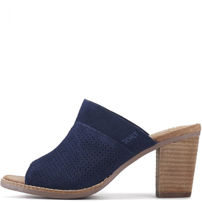 Toms for Women: Majorca Mules Navy Nubuck Perforated