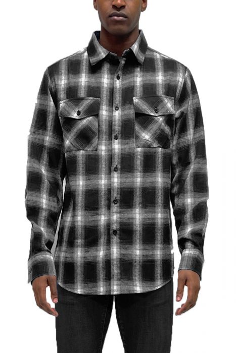 WEIV Checkered Plaid Flannel Shirt FL105-BLKWHT - Karmaloop