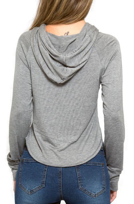 Cropped Raw-Cut Hoodie in Gray