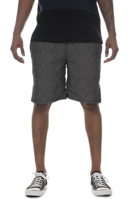 The Striker Chambray Quilted Pattern Shorts in Black
