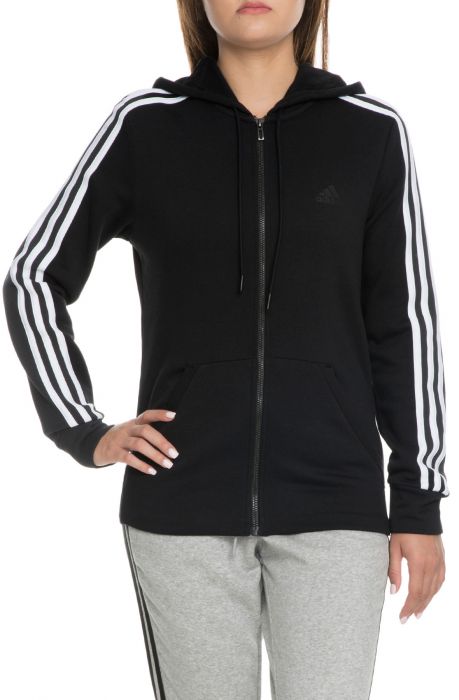 The Women's CO FL 3 Stripes Full Zip Hoodie in Black and White