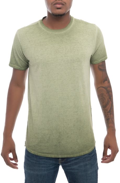 The Chroma Pigment Washed Side Zip Tee in Olive