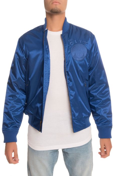 The Golden State Warriors Satin Bomber Jacket in Blue