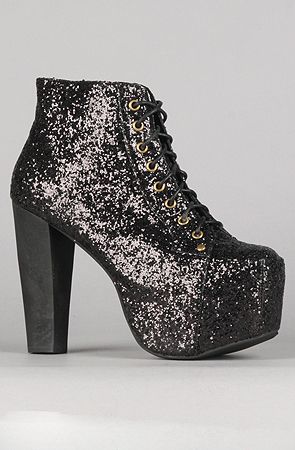 The Lita Shoe in Black Glitter