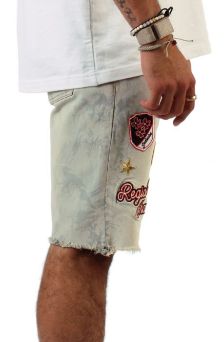Smoke Rise Varsity Denim Shorts JS23239SK-VBLUE - Karmaloop