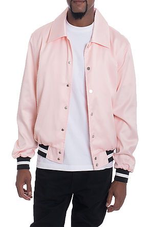 pink satin bomber
