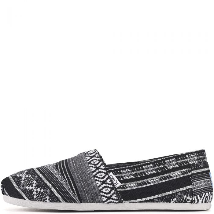 Toms for Men: Classic Black/White Woven Linear Cultural Flats