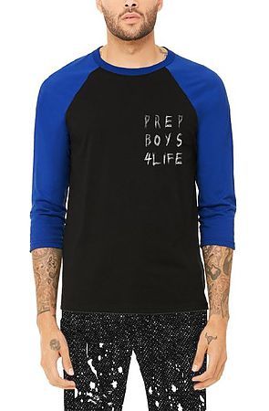 The Prep Coterie Prep Boys 4 Life Raglan T Shirt in Black and Blue
