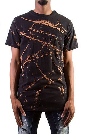 The Bleached Elongated T-shirt in Black and Brown