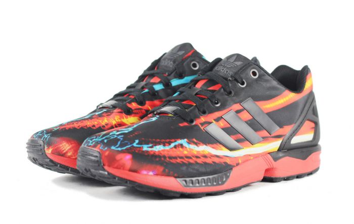 Adidas for Men: ZX Flux B34140 Red Multi Sneaker Black