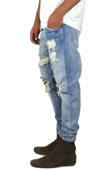 The Vintage Ripped Tapered Jeans in Indigo