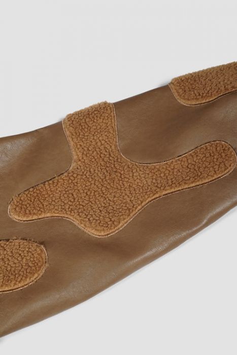 Faux Fur Vegan Leather Camouflage Jacket