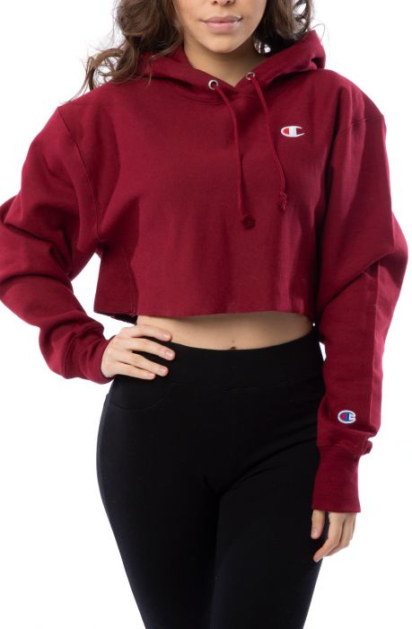 Champion reverse weave red crop outlet hoodie