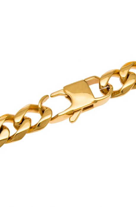 The Polished 18k Gold Plated Stainless Steel Cuban Link Bracelet in Gold