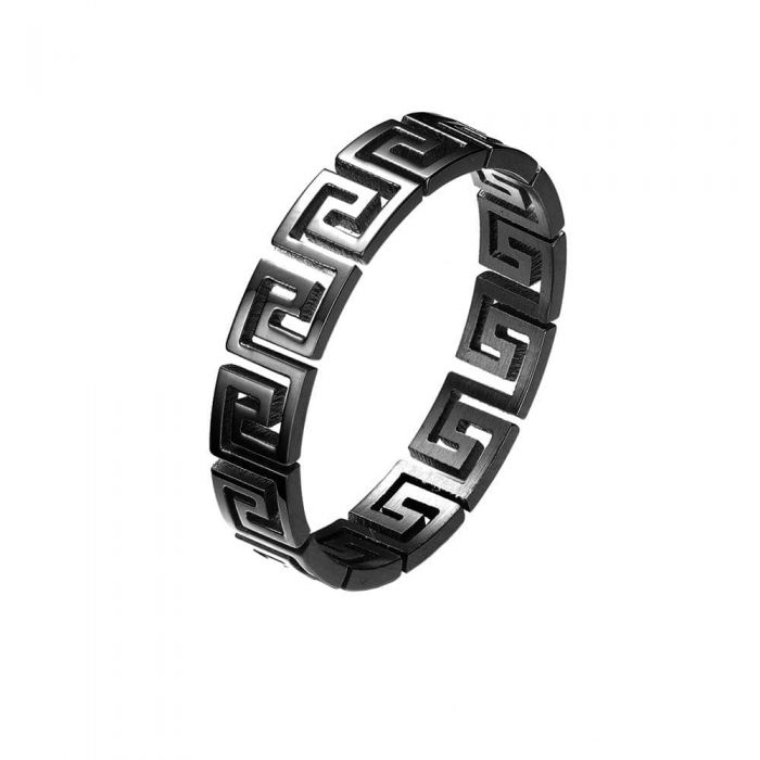 Mister Greek Cut Out Ring Black