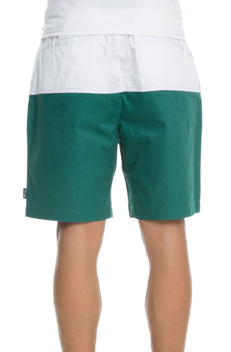 The Stadium Belted Shorts in White and Green