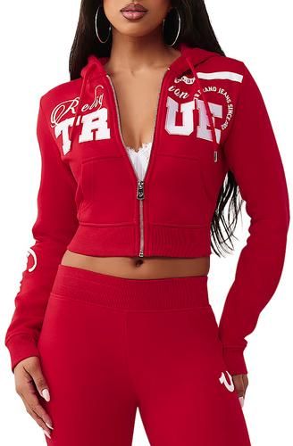 TRUE RELIGION Embroidered Shrunken Zip-Up Hoodie 209855-6059